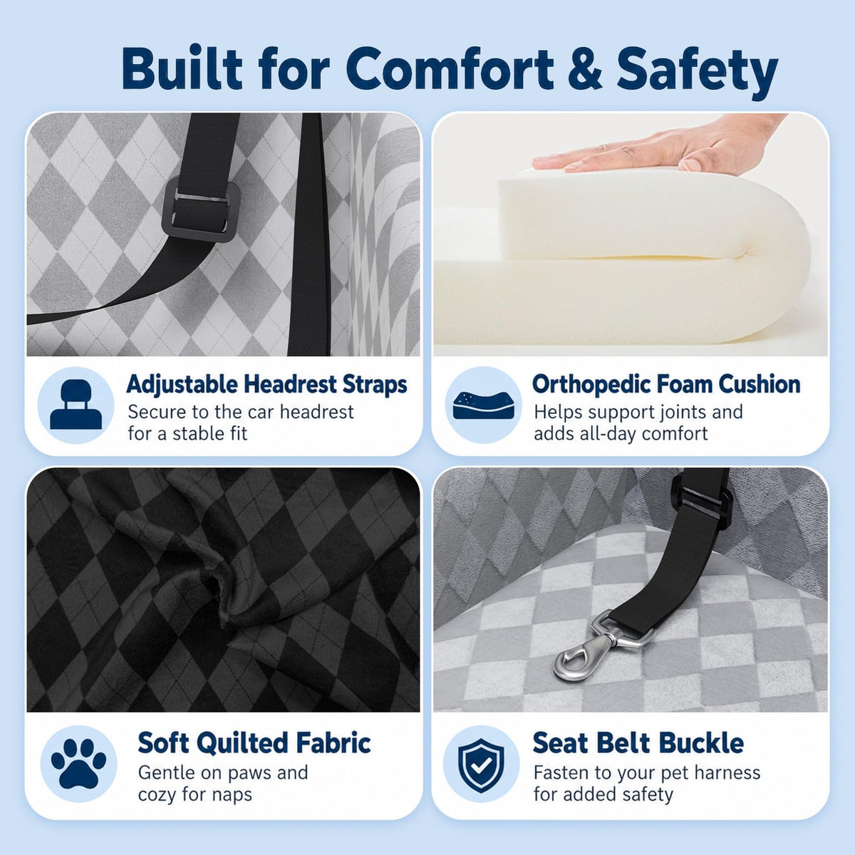 Dog Car Seat for Medium & Large Dogs Up to 55 lbs