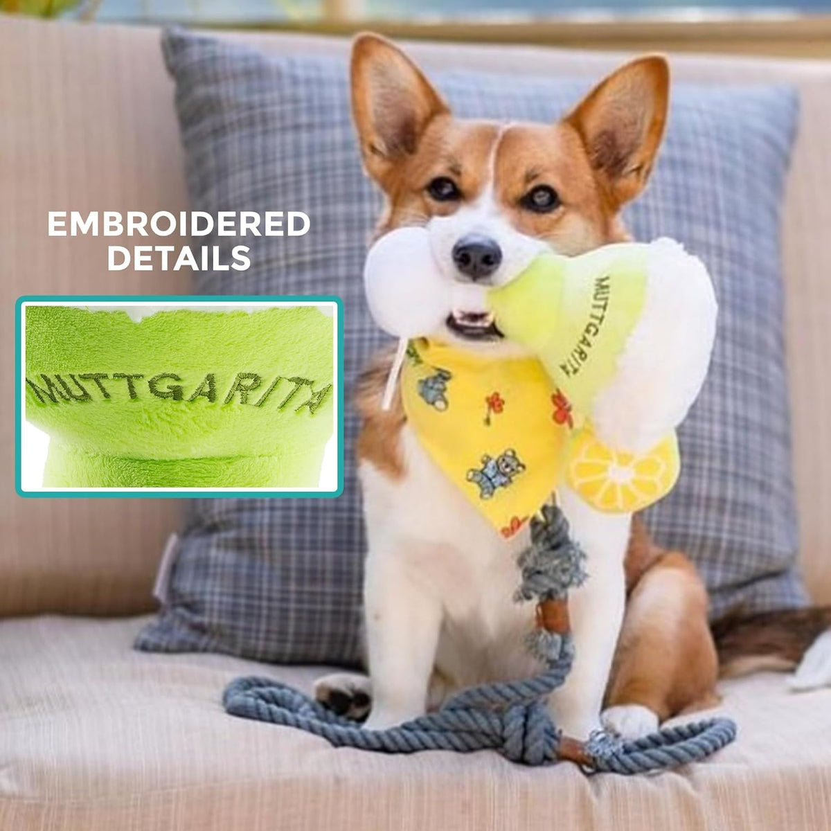 Muttgarita Plush Dog Toy (Muttgarita (Yellow Green))
