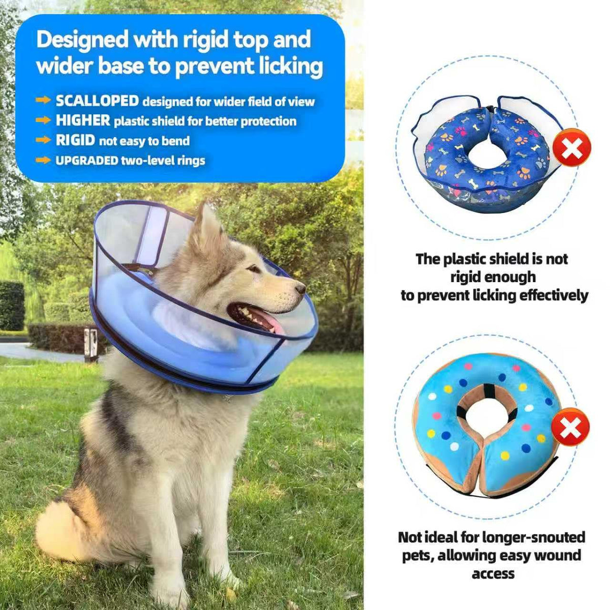 Inflatable Dog Cone Collar (Medium / Blue)