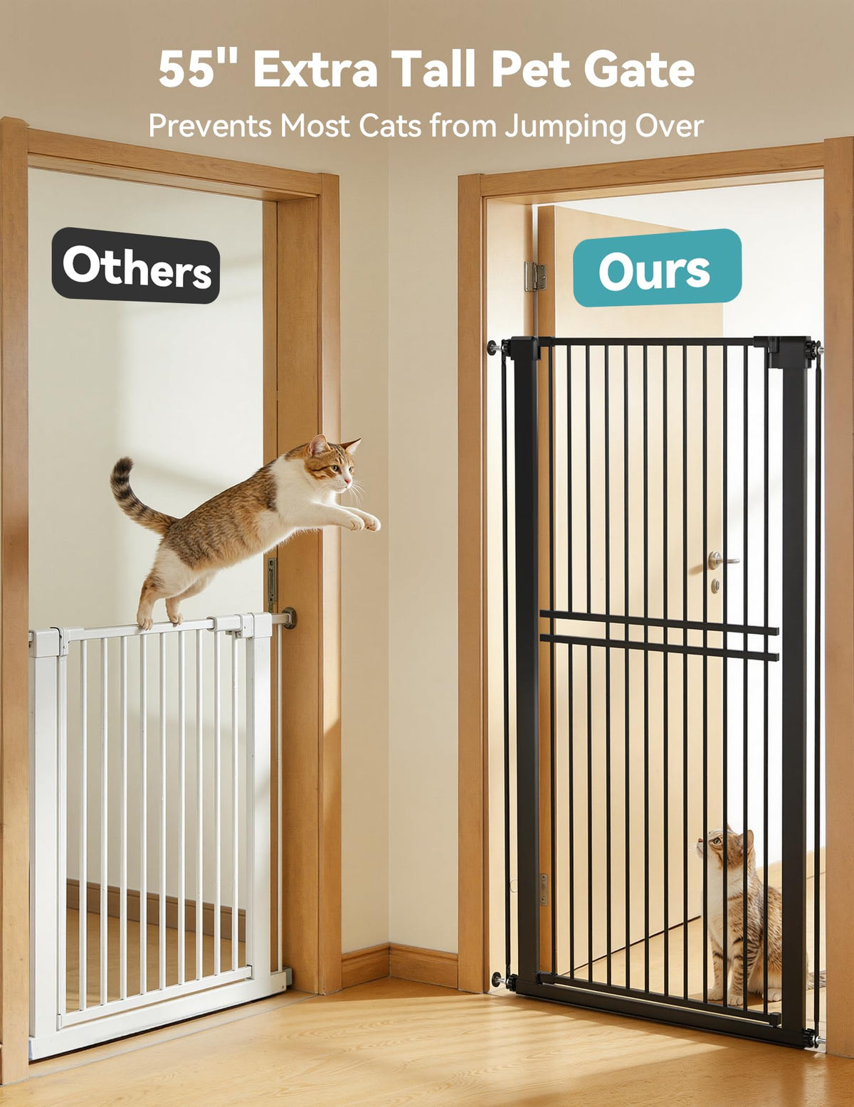 55" Extra Tall Pet Gate (Black - S10 / 55" Tall, 31.5-48" Wide)