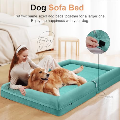 Orthopedic Dog Bed for X (Aqua Blue / 40.0"L x 32.0"W x 6.5"Th)