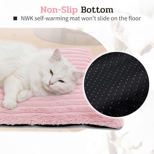4Pcs Soft Plush Fluffy Self Warming Thermal Pet Mat for Dogs and Cats (Blush Pink / X-Large (45'' X 28'' X 1''))