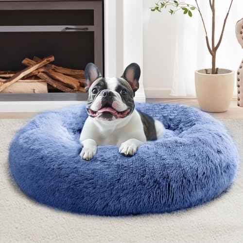 Calming Dog Beds Extra Large Sized Dog (Navy Blue / 45.0"L x 45.0"W x 10.0"Th)