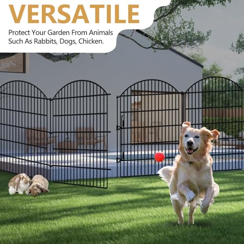 10 Panels Decorative Garden Fence with Lock (48in(H) X 24ft(L))