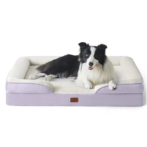 Orthopedic Dog Beds Large Sized Dog Washable Original Design (Lavender / 35"l X 25"w X 6.5"th)