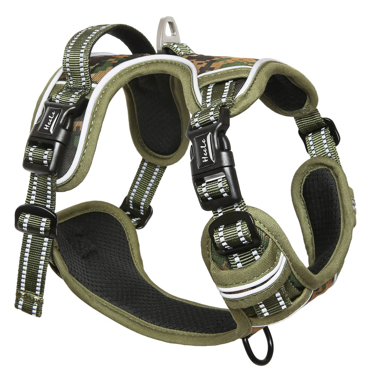 Dog Harness No Pull for Small Dogs with 2 Clips (S / Camo Green)