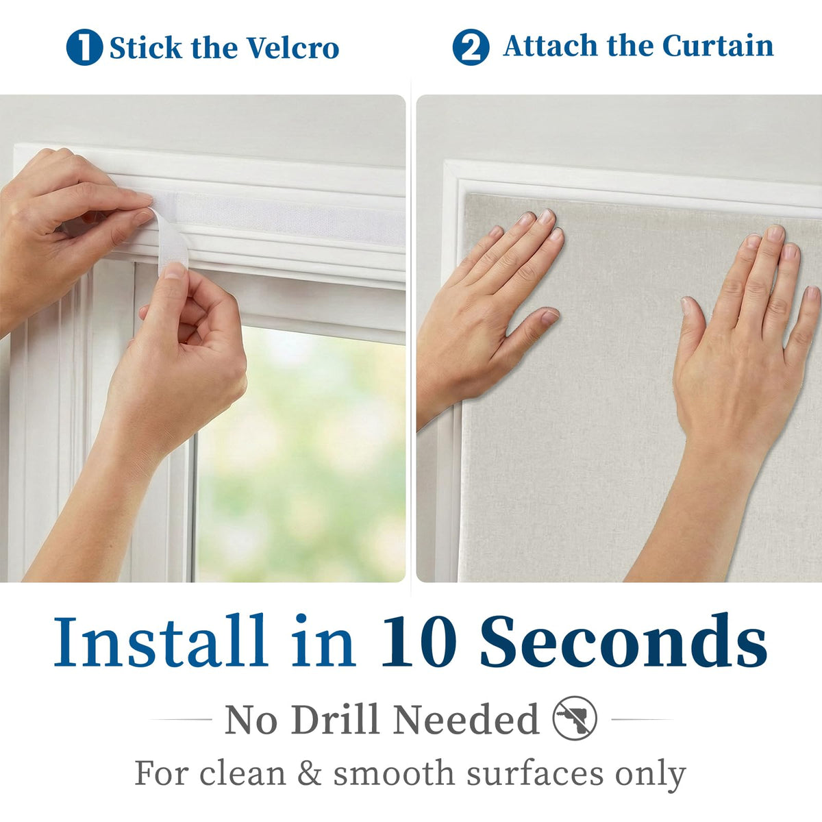 100% Blackout Self Adhesive Curtains (52"W x 60"L (Pack of 1) / Light Beige)