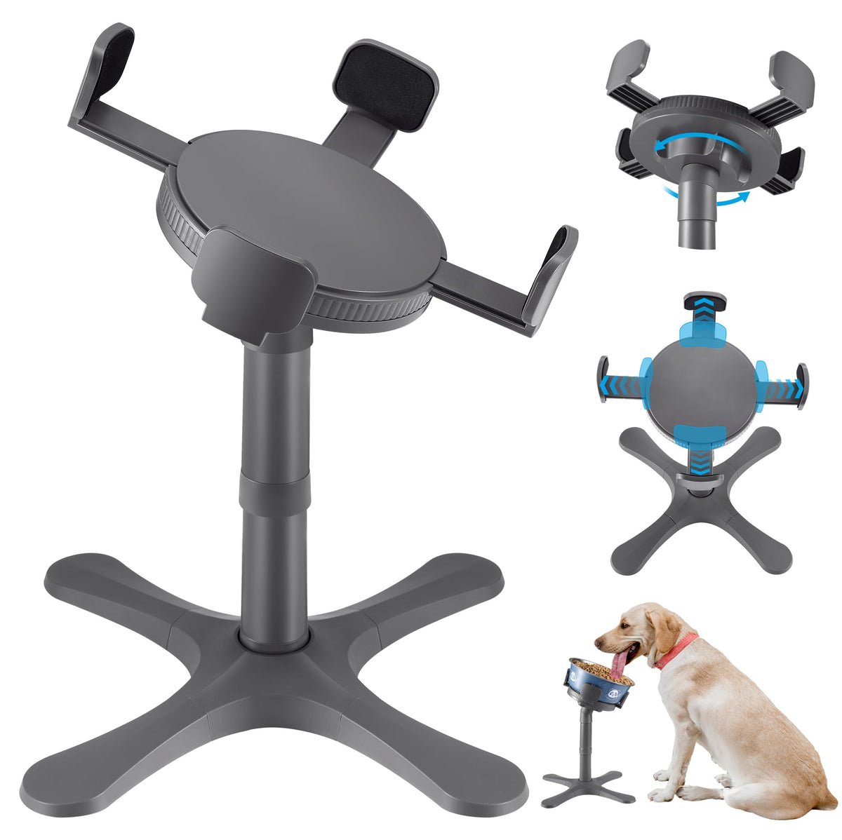 Dog Bowls Elevated Adjustable Stand (Grey / Dog Bowl Stand 1 Pack Grey)