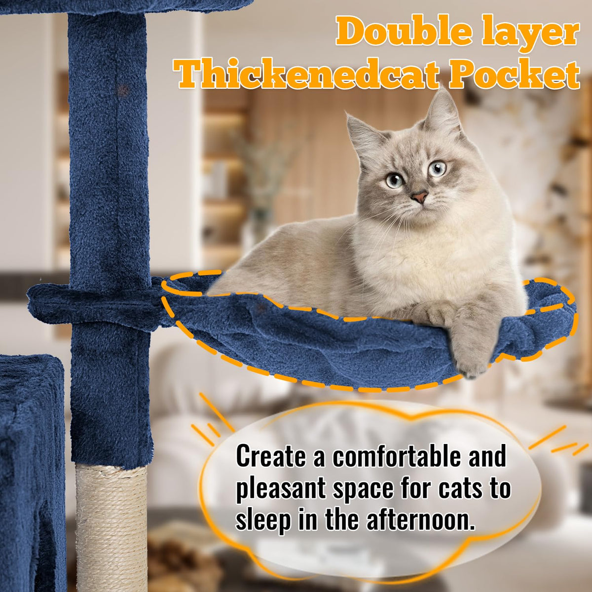 37.8" Cat Tree Tower (Navy Blue)