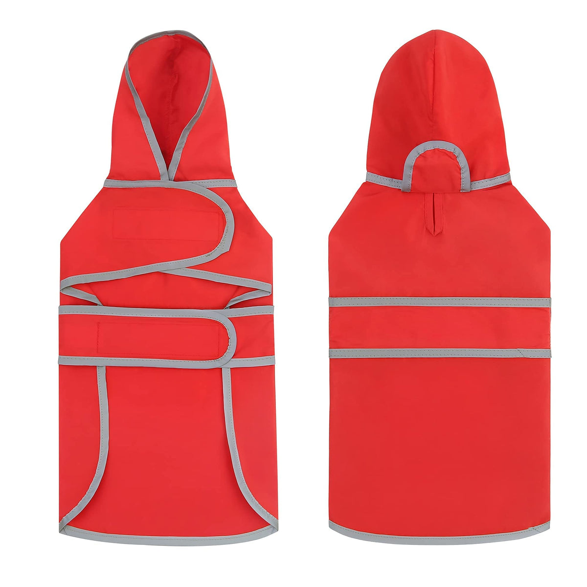 Dog Raincoat for Large Dogs Waterproof Jacket Hooded Rain Coats with Reflective Strips Leash Hole & Poncho Adjustable Fit (Red / Large)