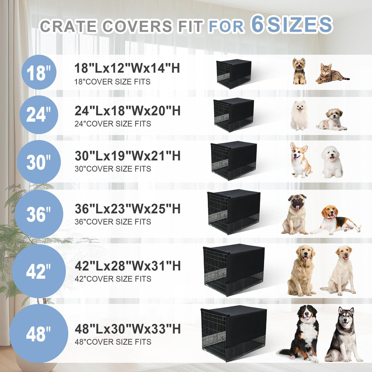 Breathable Dog Crate Cover (18"L x 12"W x 14"H / Black)