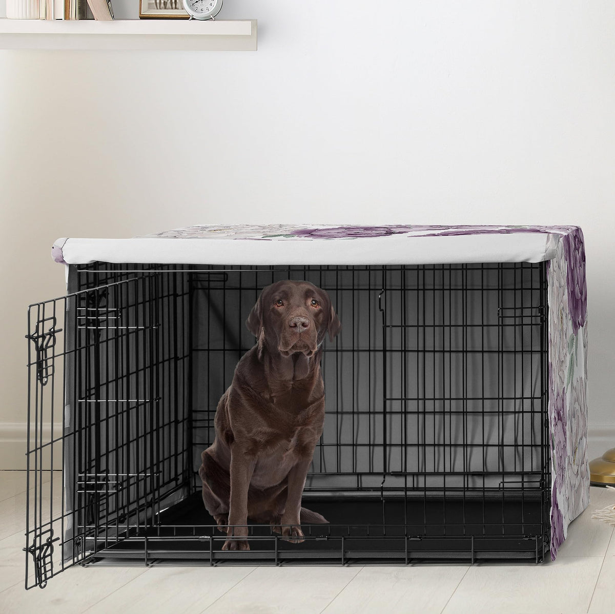 42in. Medium Large Dog Crate Cover (Purple and Ivory Peony / 42.0"L x 30.0"W x 28.5"H)