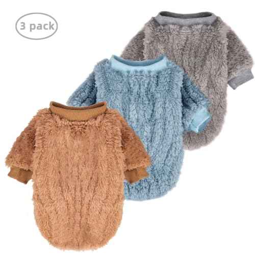 Small Dog Sweater for Dog Boy Girl (Blue,Grey,Brown / Large)