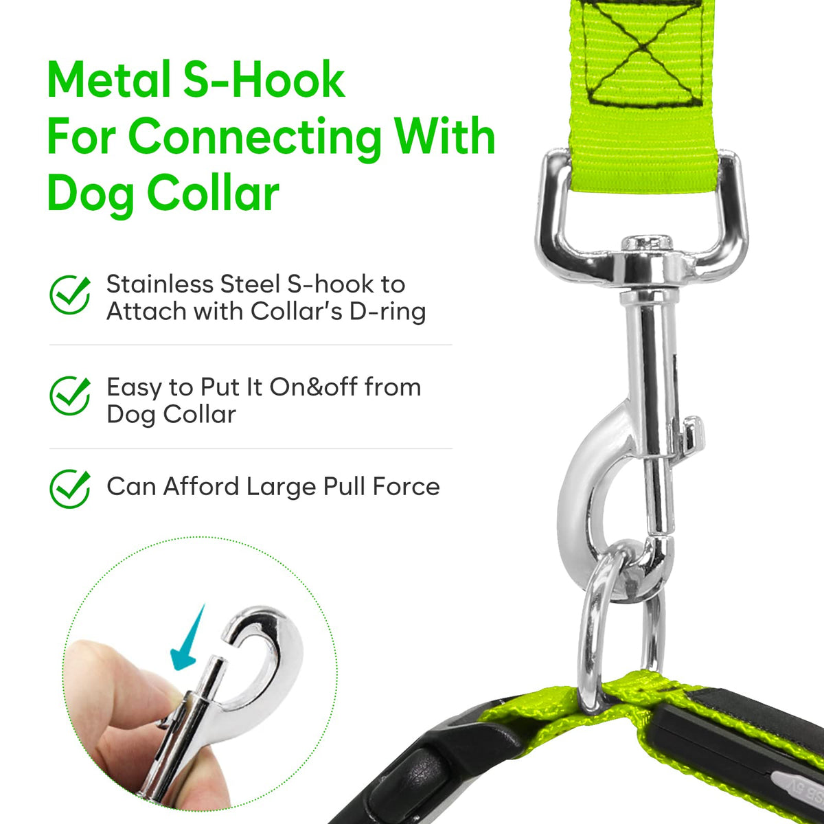 LED Light Up Dog Leash 3 Lighting Modes USB Rechargeable (Green-KX)