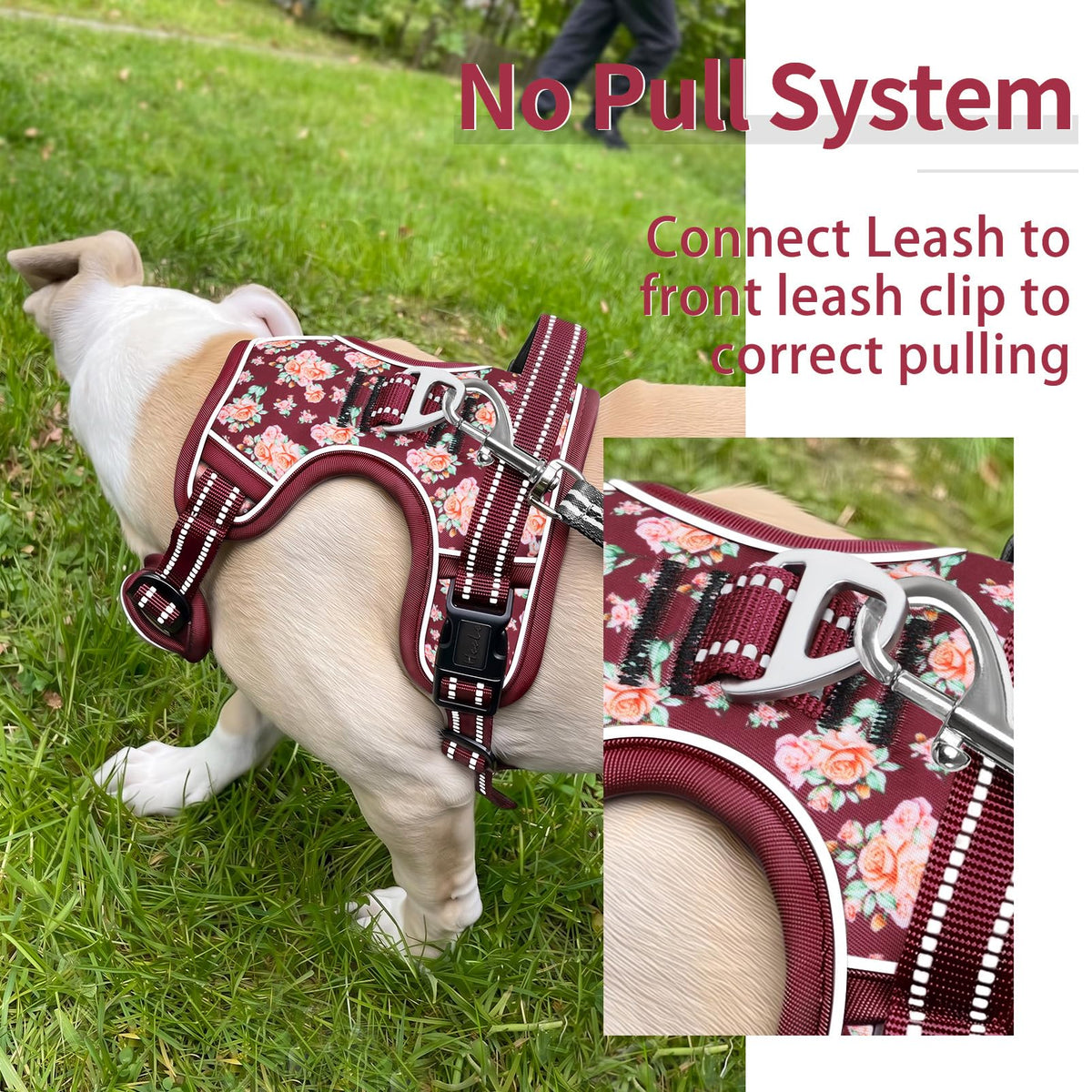 Large Dog Harness (L / Flower Burgundy)