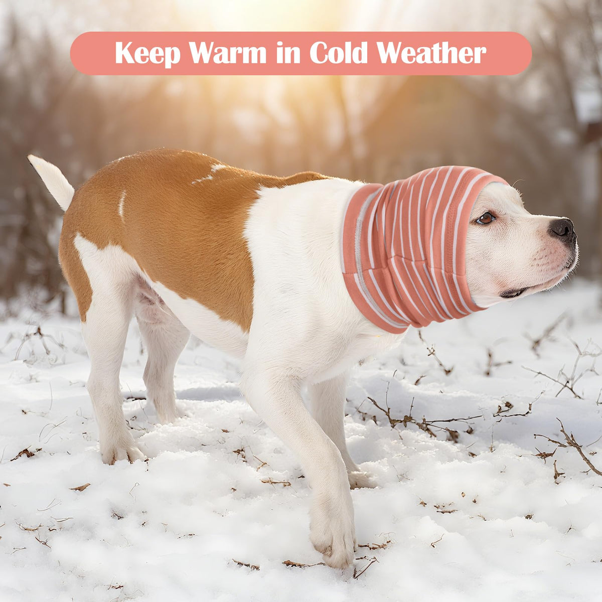 Calming Hoodie Dog Grooming Ear Cover Anxiety Relief (XL(Head Girth: 17.7in-29.5in) / PinkStriped)