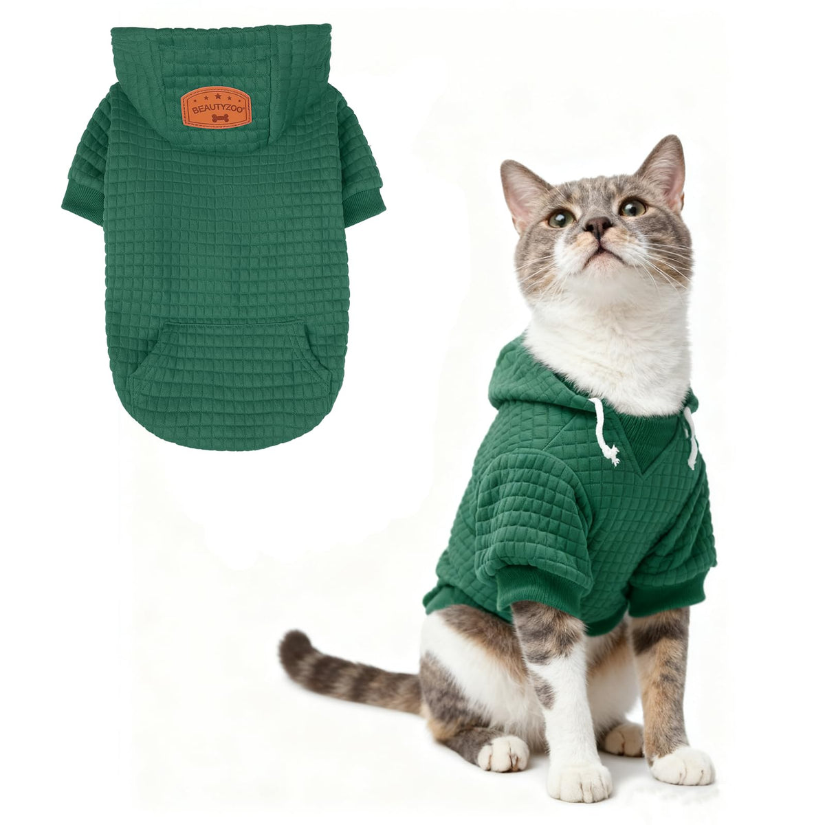 Dog Hoodies Sweater for Small Dogs (Dark Green / XXS (Back: 8",Chest: 10", Neck: 7.5"))