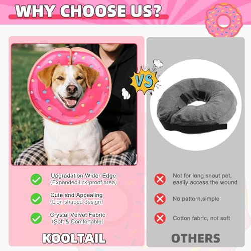 Inflatable Dog Cone Collar Alternative After Surgery (Doughnut Pink / L (Neck:16-18in))
