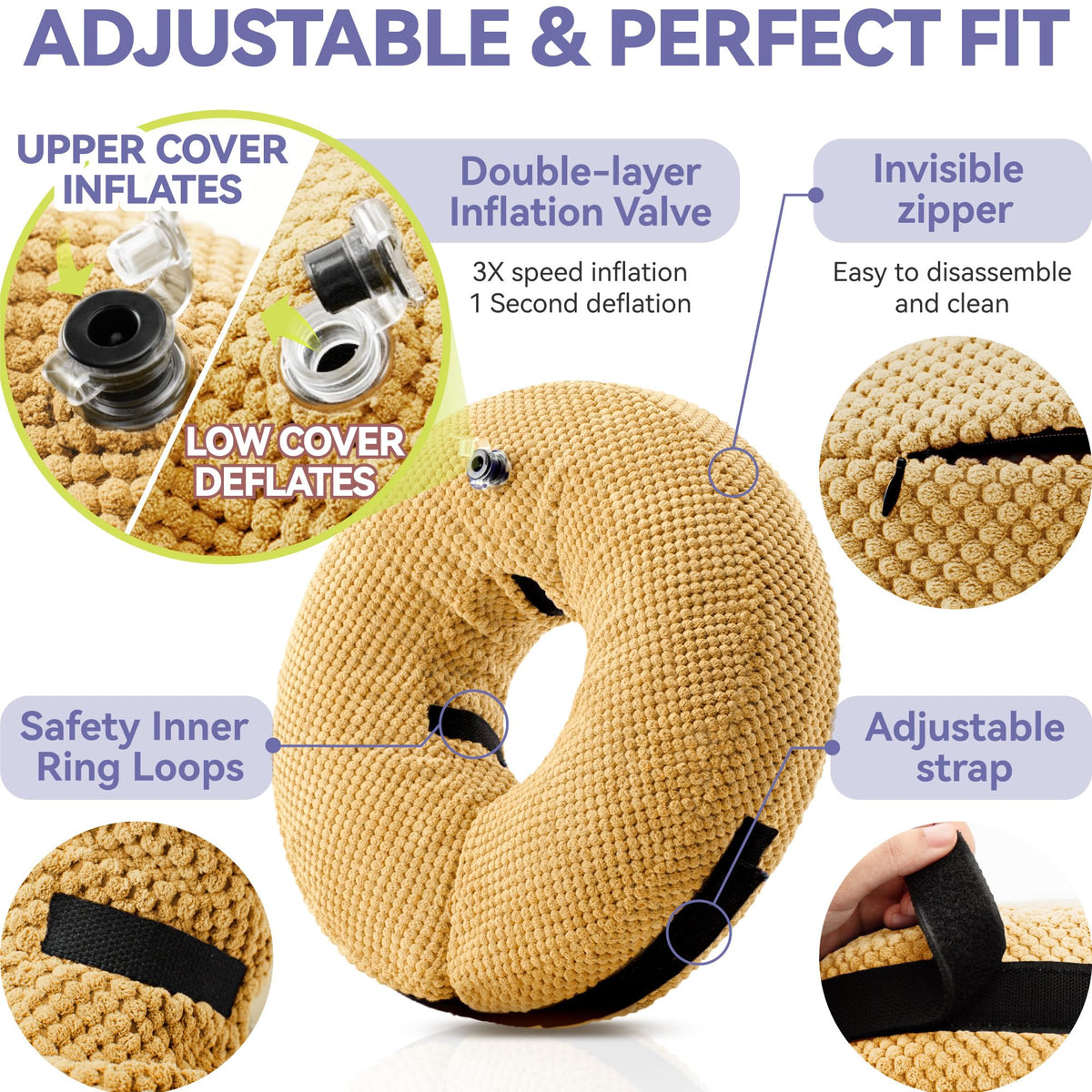 Inflatable Dog Cone Collar (M+(Neck 10"-13") / Yellow)