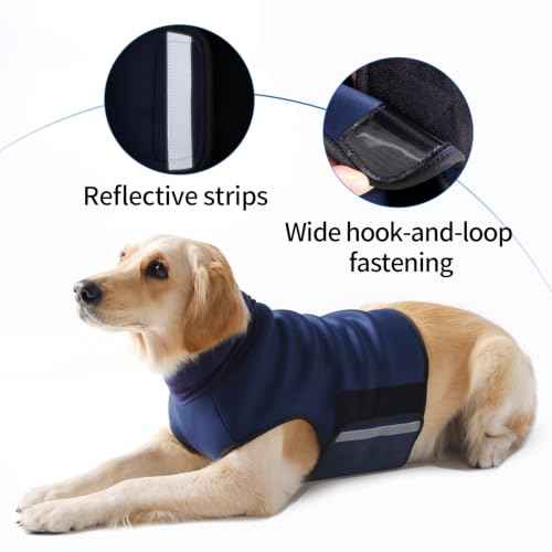 Dog Anxiety Vest with Hoodie Fully Openable Calming Shirt for Dogs Breathable Thunder Jacket for Stress Relief Storm and Firework Anxiety Relief (Blue / XXX-Large)