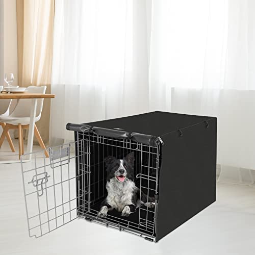 Dog Crate Cover Waterproof Kennel Cover (48.4"L x 30.3"W x 32.3"H / Black)