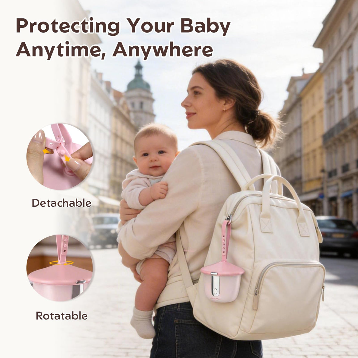 Portable Pacifier Sanitizer with Smart Display (Pink)