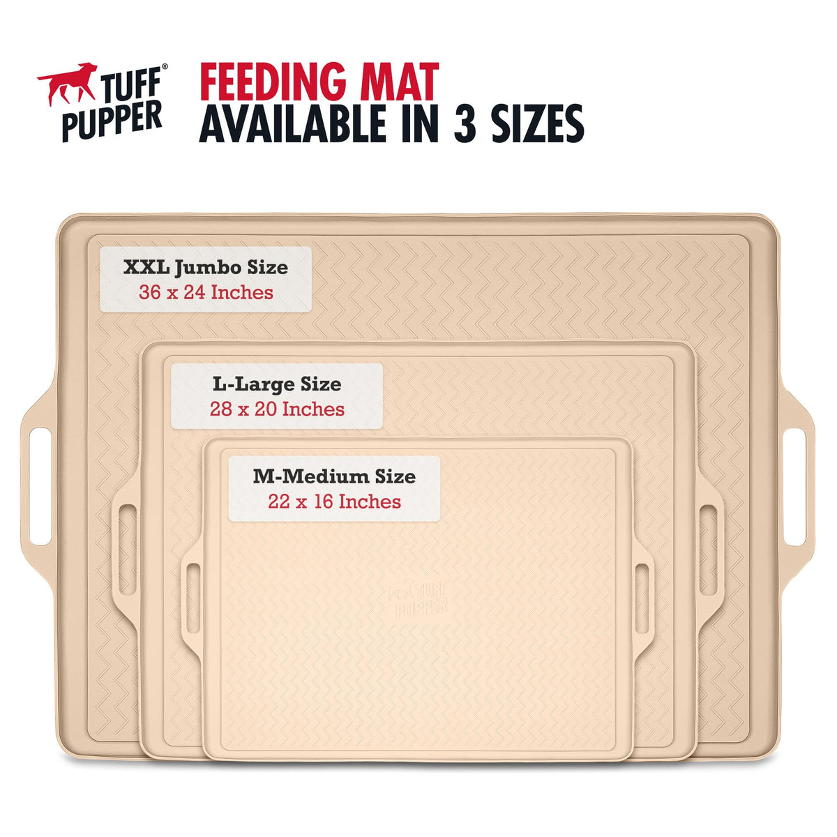 36x24 XXL Dog Feeding Mat for Food and Water (Beige / XX-Large - 36" x 24")