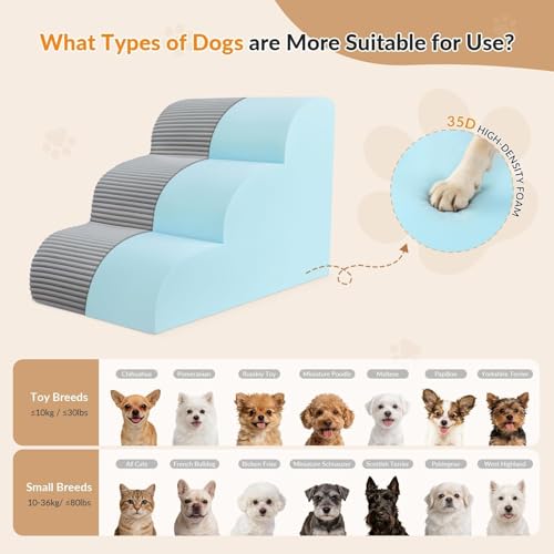 Dog Stairs for Couch and Chair (Gray / 3-Steps)