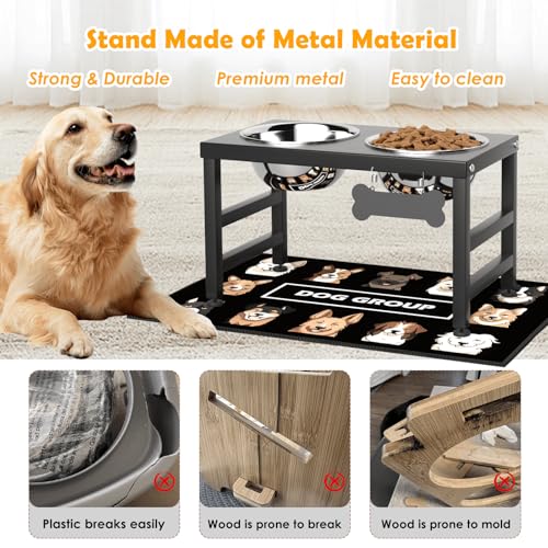 10" Elevated Dog Bowls (Black-L, Slow Feeder / Height:10inch)