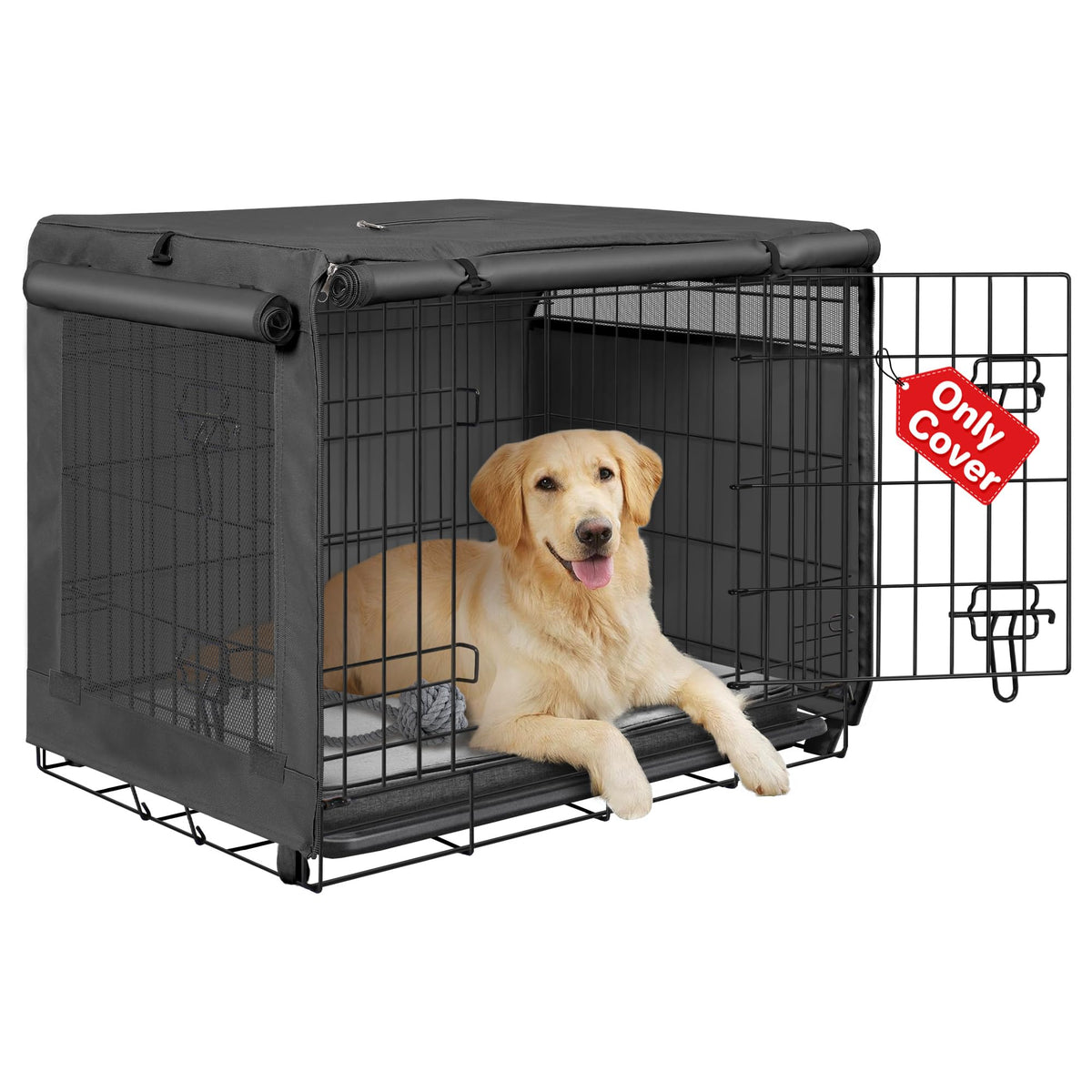 Dog Crate Cover (Black (with left window) / 30 Inch)