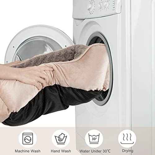 Rectangle Dog Bed for Large Medium Small Dogs (Beige / S(20"x 19"x 6"))