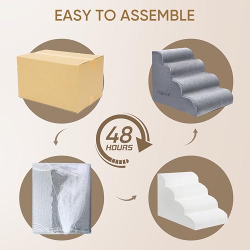 5 Step Pet Stairs for High Beds & Sofas (LightGrey / 5-step 22.8"H)