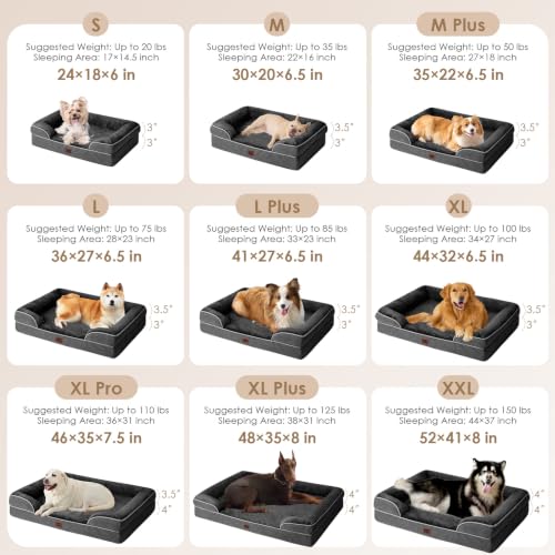 Orthopedic XXL Dog Bed (Dark Grey / 46.0"l X 35.0"w X 7.5"th)