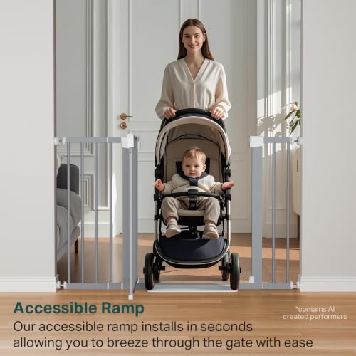 29.7 48 in Baby Gate for Stairs (Gray / 29.7-48"W x 30.5"H)