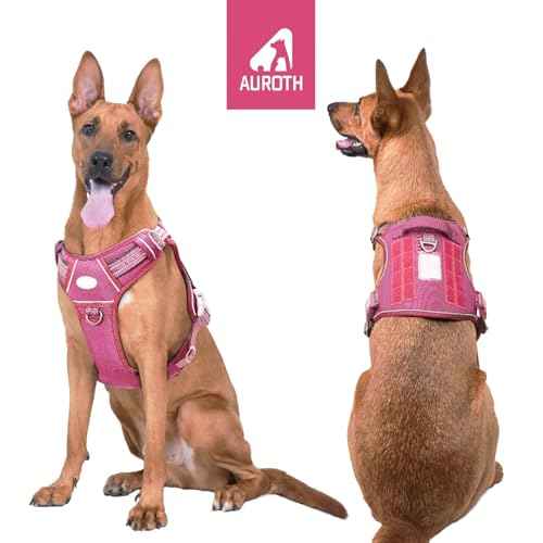 Tactical Dog Harness for Large Dogs (Rose Red / XL(Neck:20-31",Chest:26-42"),75-135 lbs)