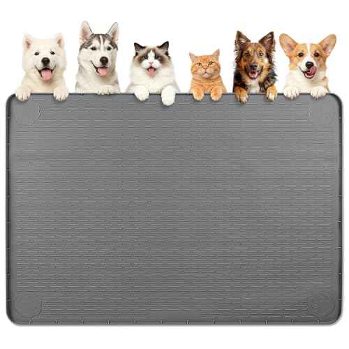 Dog Food Mat 57''x40'' Extra Large Dog Mat for Food and Water (57"L x 40"W / Dark Grey)