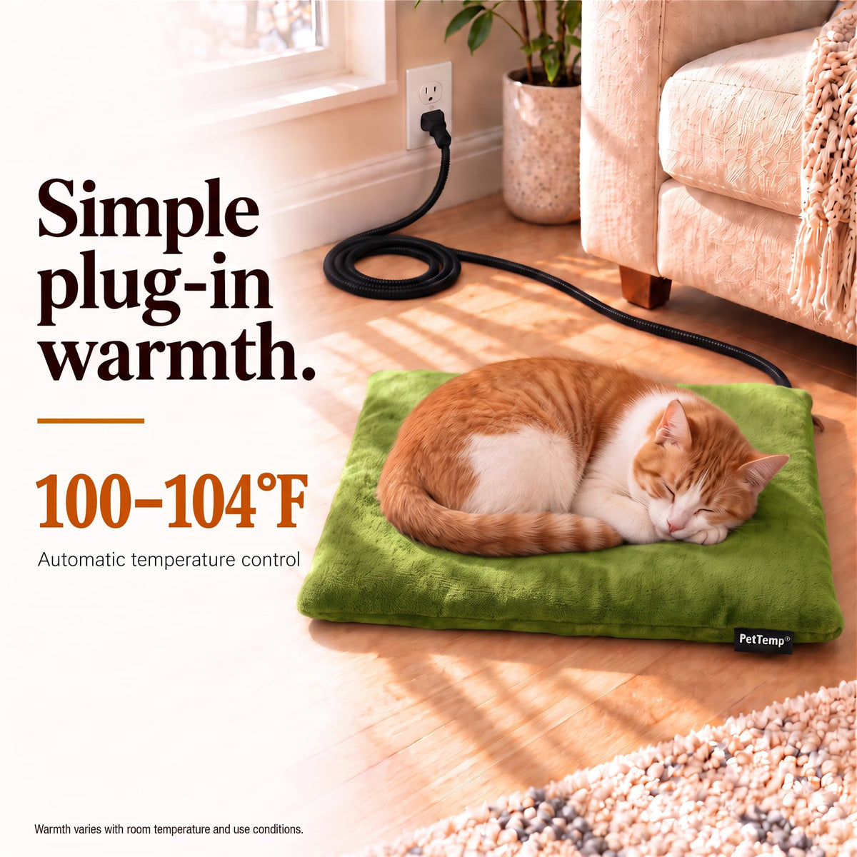 Dog Heating Pad (Grass Green / Medium: 20" x 16" x 1.6")