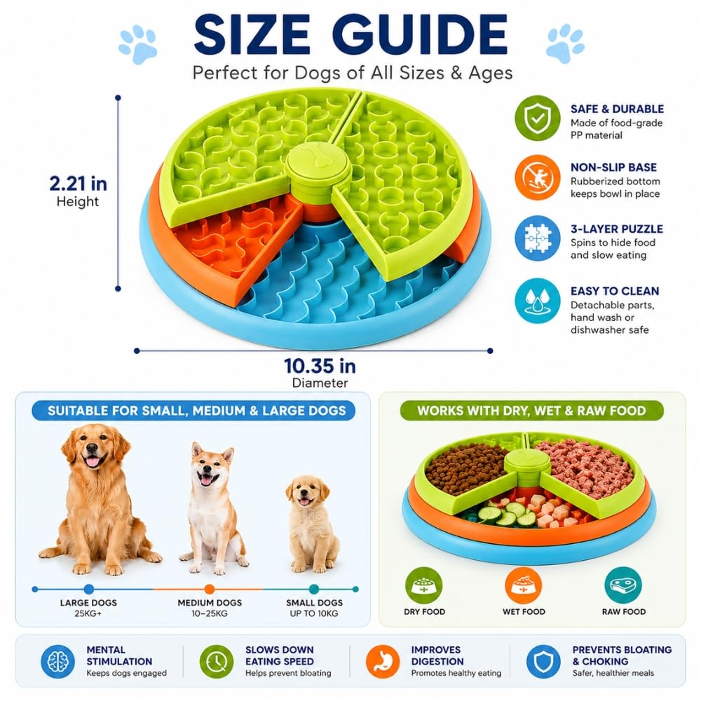 3 Level Slow Feeder Dog Bowls