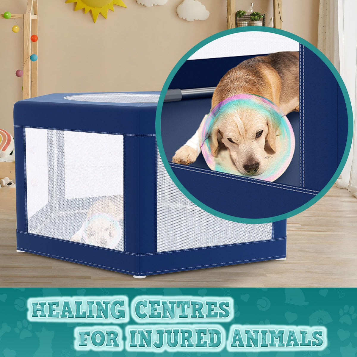 45x45 Inches Hexagonal Type Puppy Playpen (Blue / 45x45 IN Hexagonal)