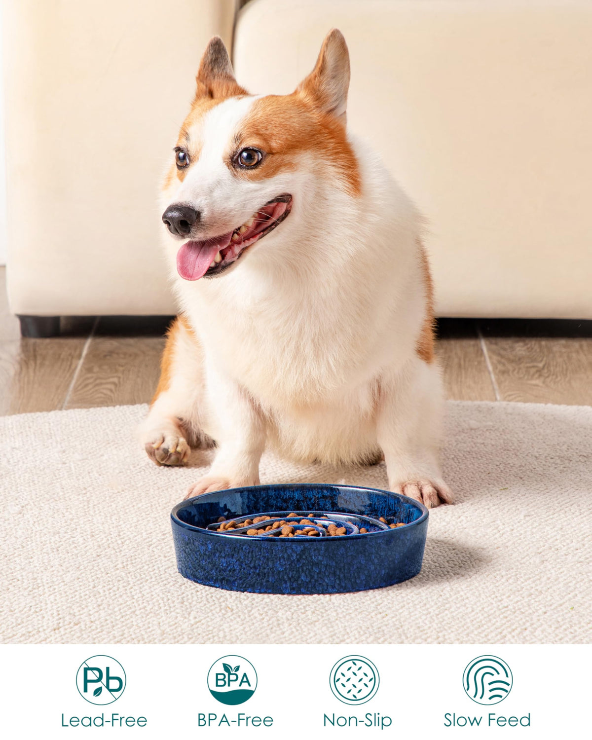 Slow Feeder Dog Bowl (Blue / 1.5 Cups)