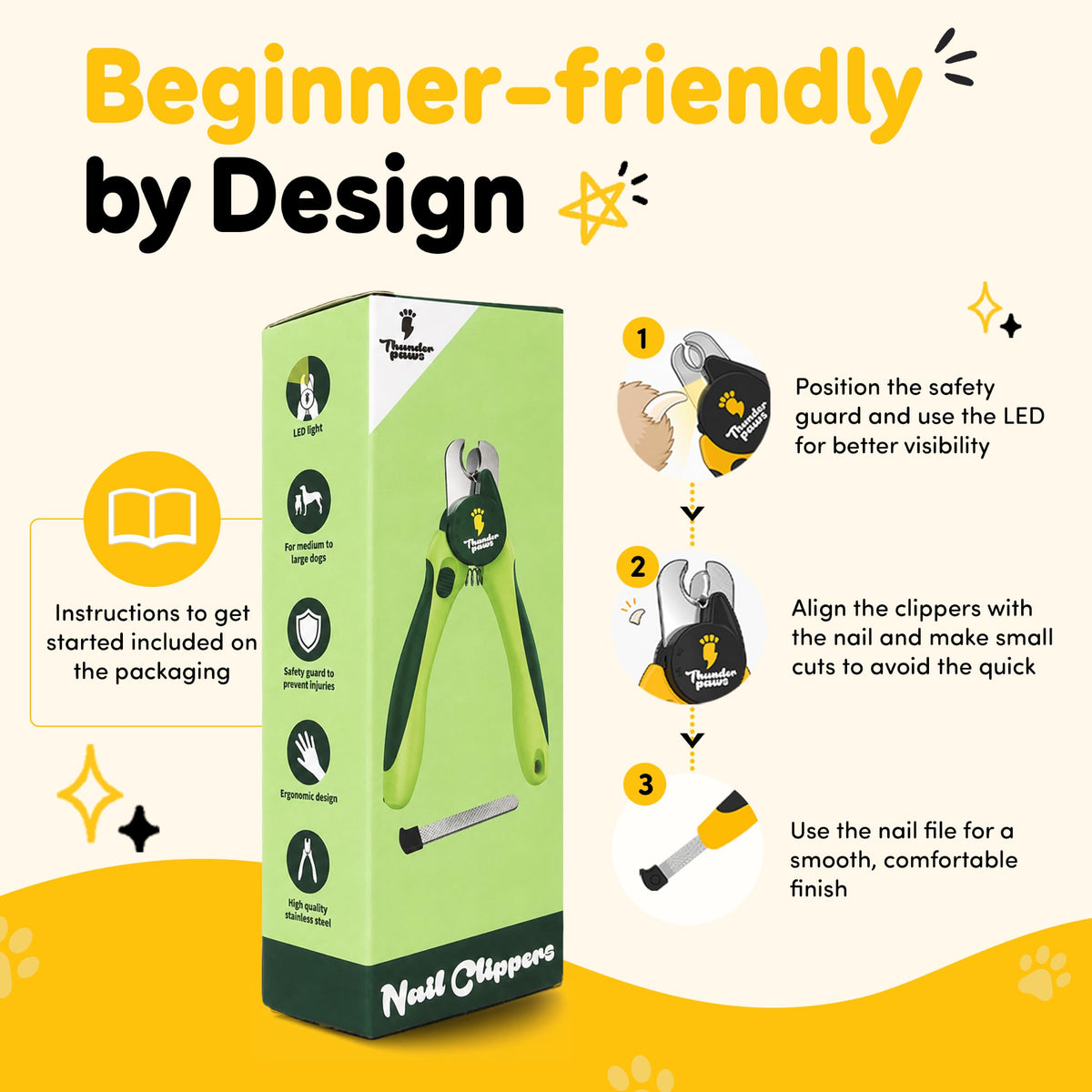 LED Dog Nail Clippers with Light