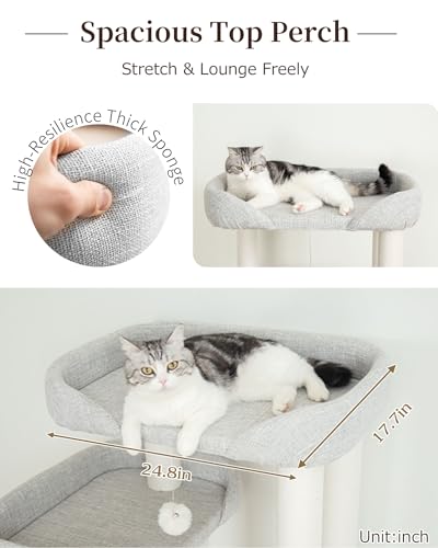 53" Cat Tree Tower for Large Cats (Gray 53'')