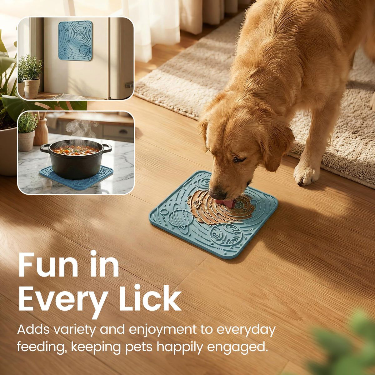 Large Lick Mat for Dogs&Cats (Dark Blue&Light Blue / 7.9"L x 7.9"W)