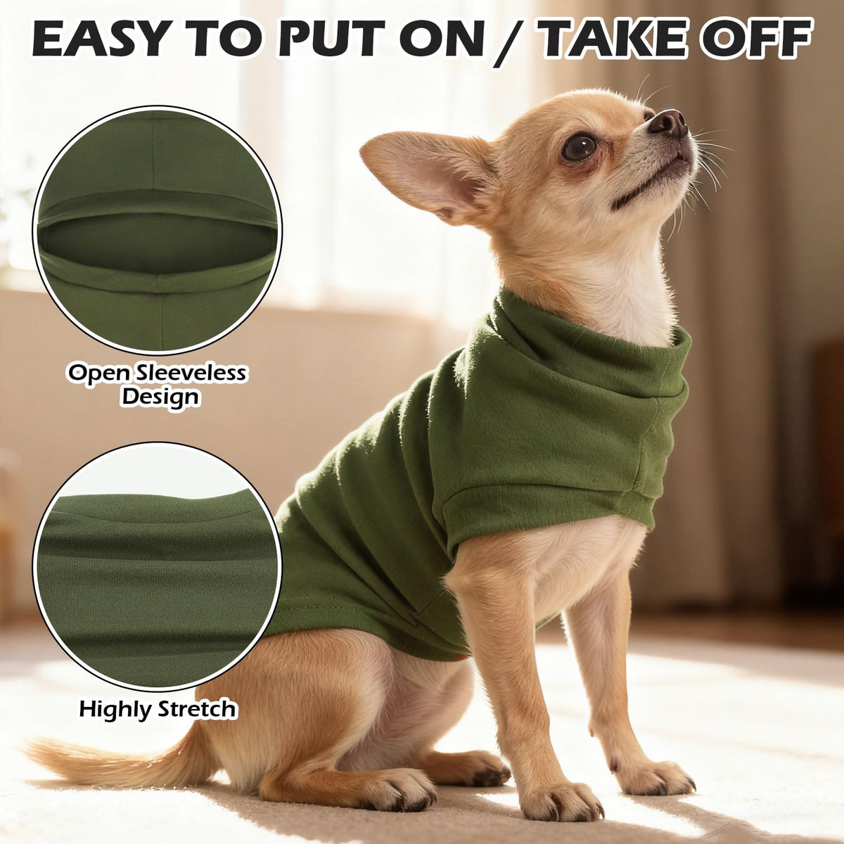 Cat Sweater Warm Fleece Pet Clothes for Cats Only (Army Green / Large)