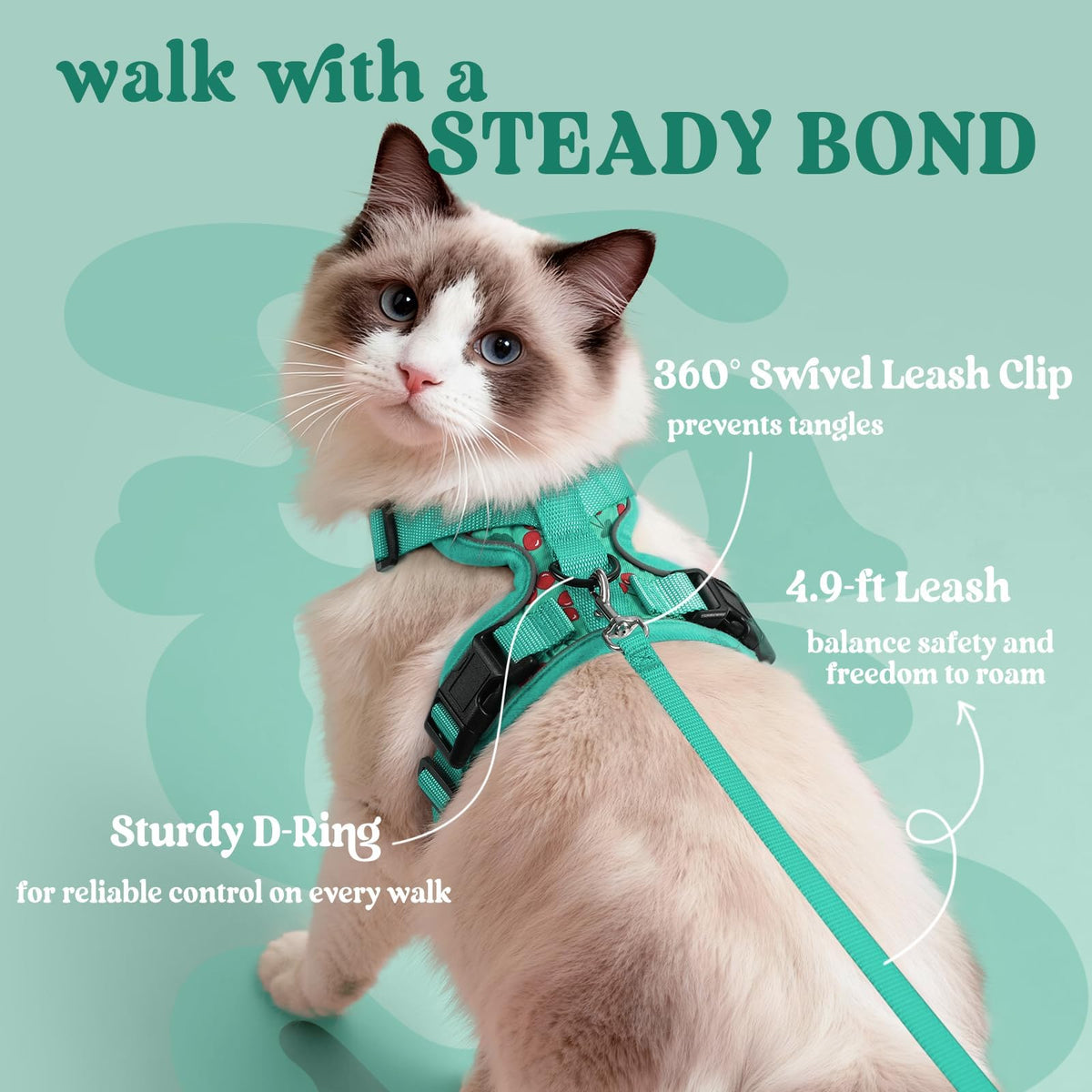 Cat Harness and Leash Set (Xs / Cherry Grove)