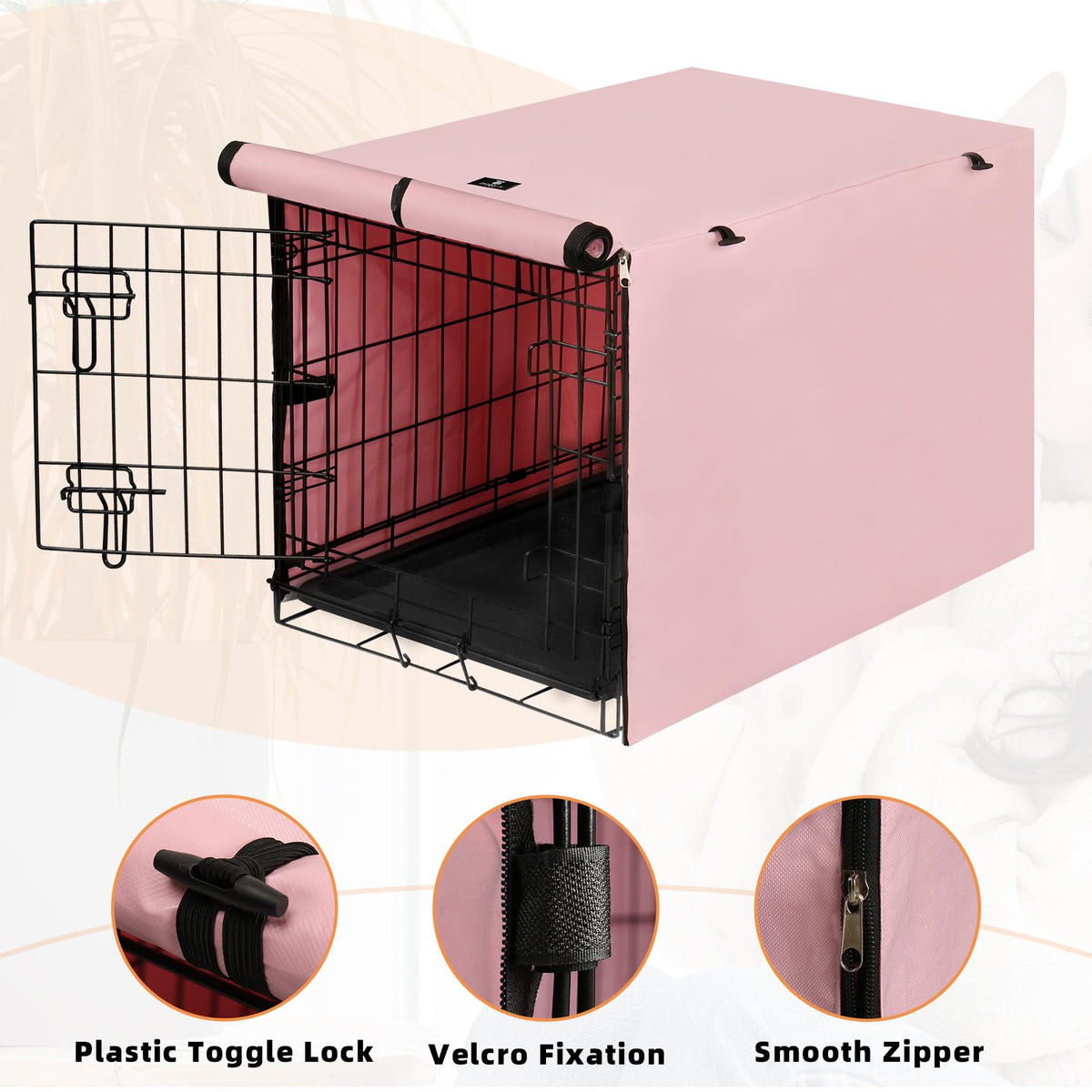Dog Crate Cover Waterproof Kennel Cover (24.0"L x 18.0"W x 20.0"H / Pink)