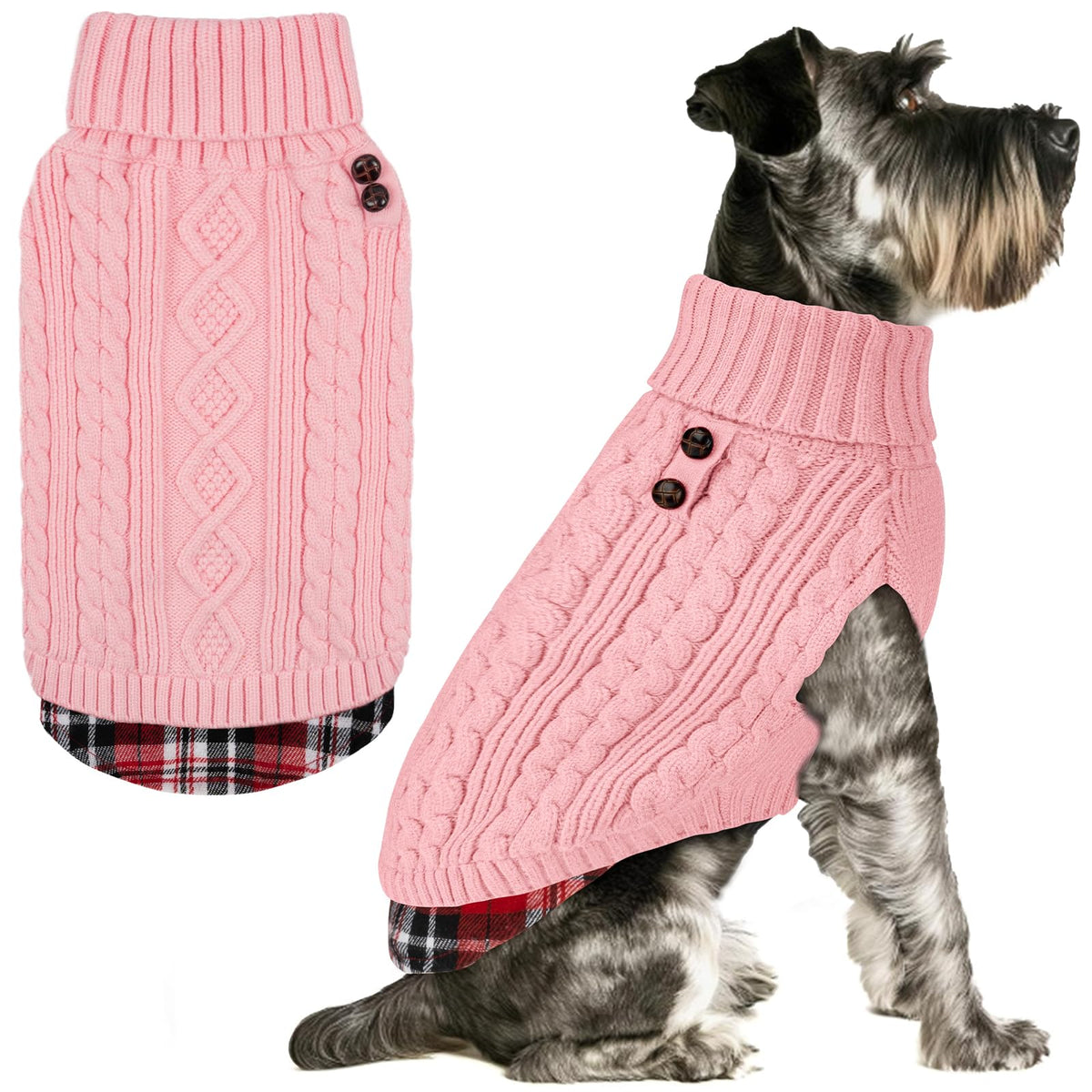 Dog Sweater for Small Dogs Turtleneck Thick Knit Pullover (Medium (7-13lbs) / 5# Pink)