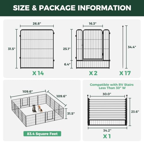 Rollick Dog Playpen with RV Step Grid for RV Camping (Black / 32"H)
