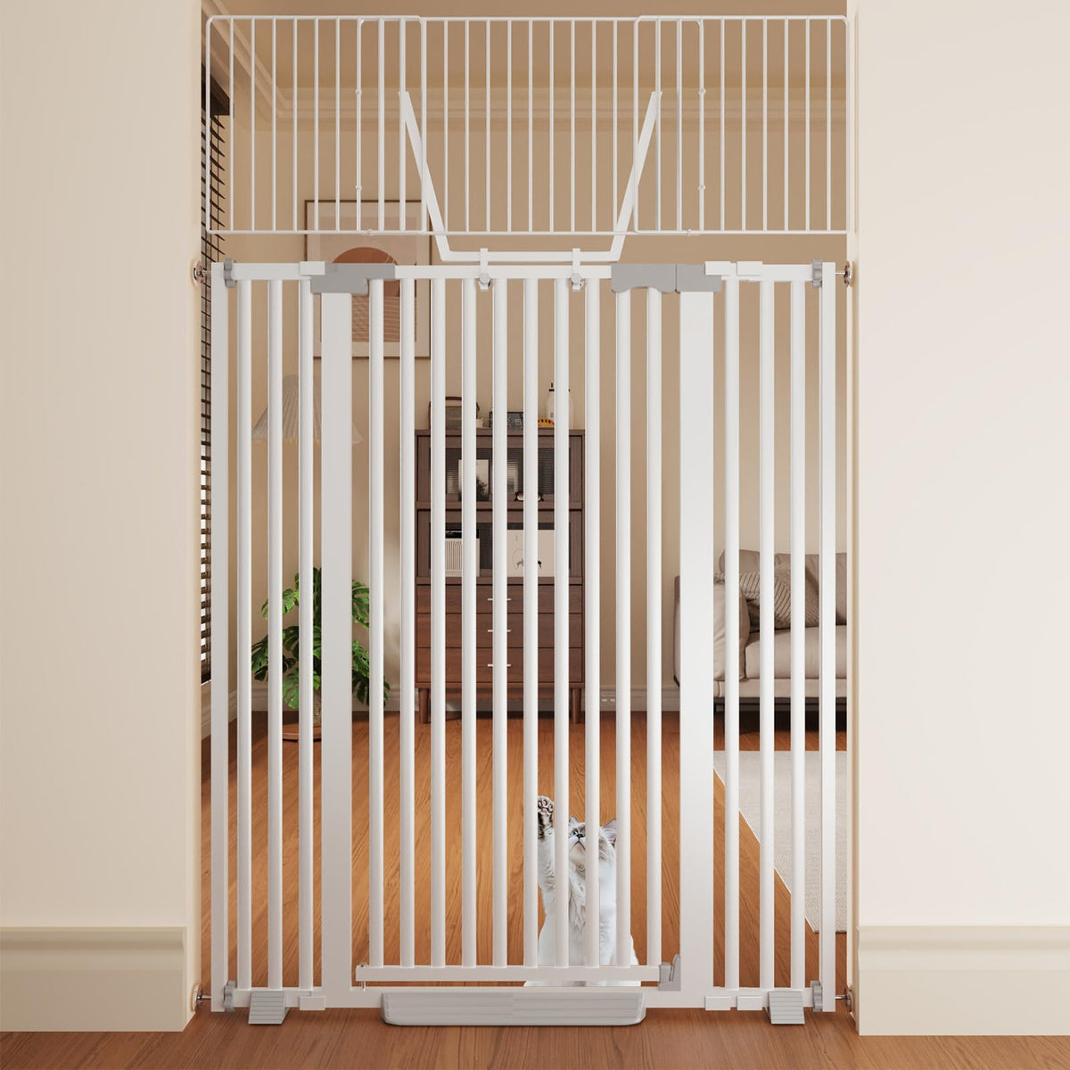 67" High Extra Tall Cat Gate for Doorway (White-67"tall / 30''-49.2''Wide)