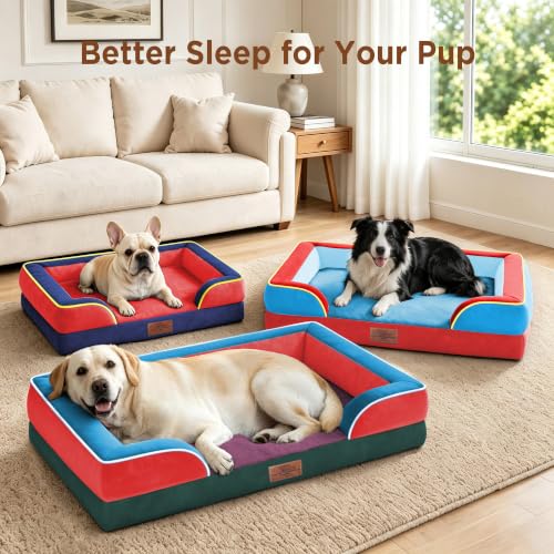 Orthopedic Dog Beds for Large Sized Dog with Bolster (36.0"L x 27.0"W x 8.0"Th / San Francisco)
